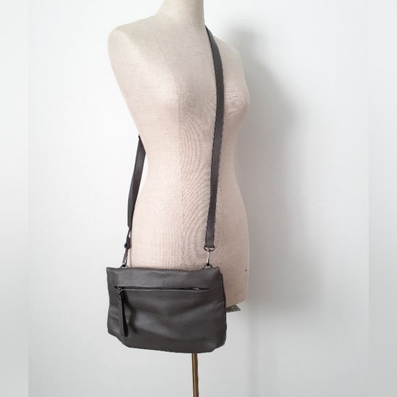 Grey Faux Leather Crossbody Bag - Picture 1 of 5